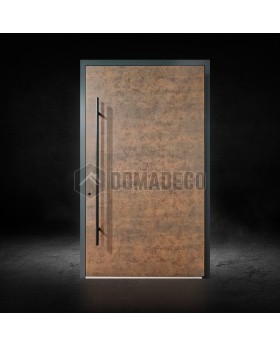 Porte d'entrée en aluminium rouillé recouverte de quartz fritté corten