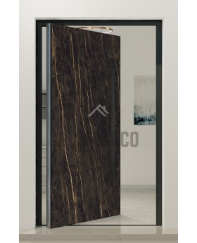 PIVOT V54 - porte pivotante en aluminium recouverte de quartz fritté Noir Desir