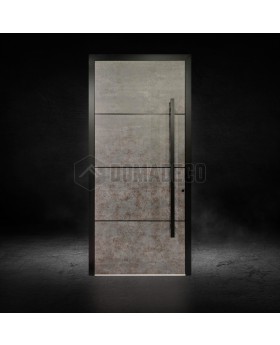 Porte d'entrée en aluminium recouverte de quartz fritté