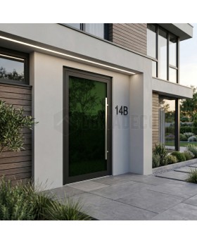porte avant en aluminium avec vitrage Lacobel peint en vert 