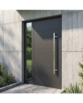 Porte d'entrée moderne en aluminium anthracite
