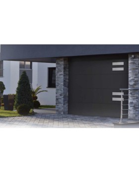 WIS E1D2 - porte de garage sectionnelle avec élément décoratif argenté