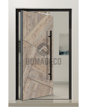 PIVOT WOODLINE 3 - porte pivotante recouverte d'imitation bois sapin platine