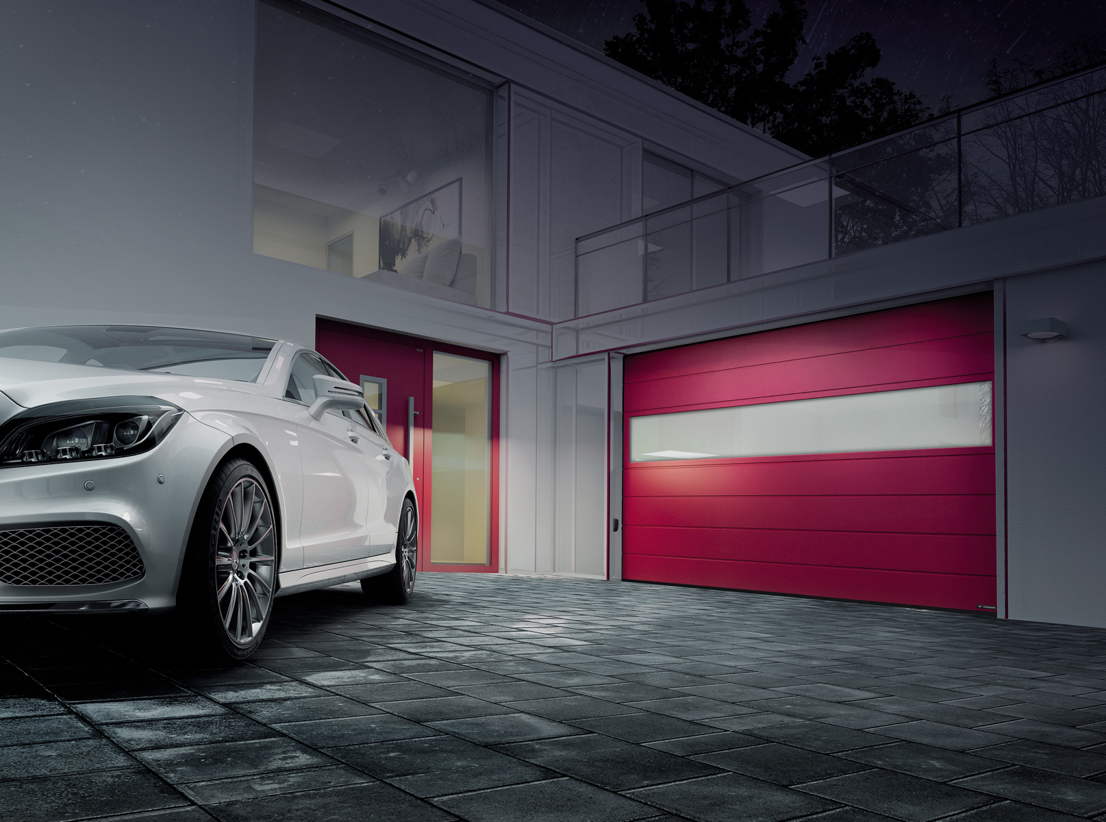 Porte de garage sectionnelle rouge