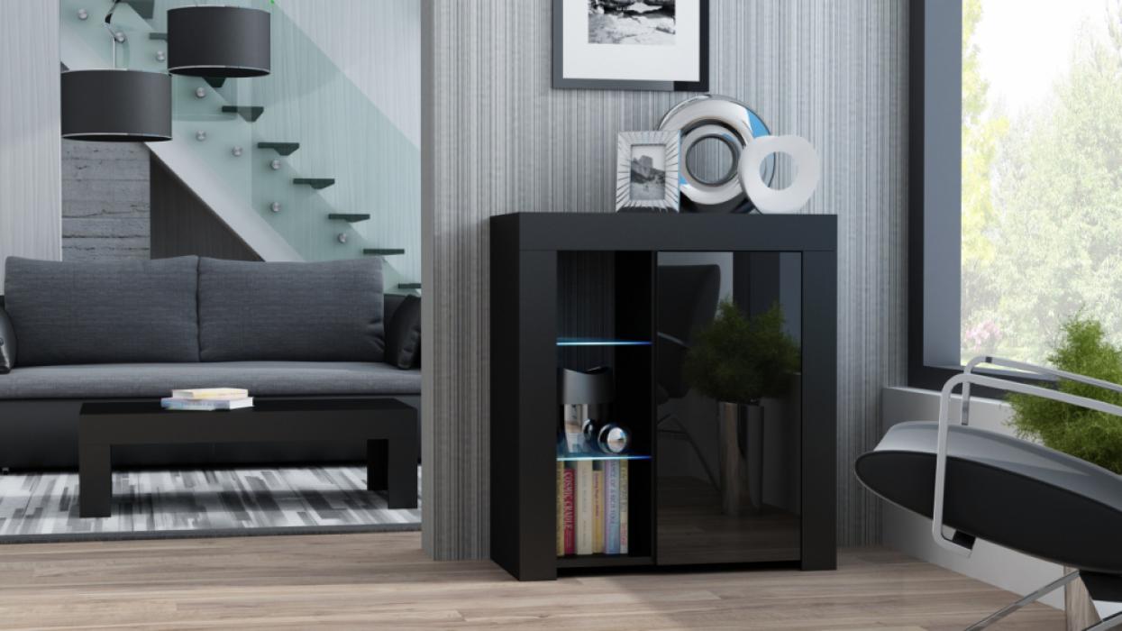 Milano Sideboard 1D - noir commode chambre adulte